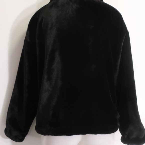 Womens Shag Boutique Black Faux Fur Jacket W/Leopard Lining L - Picture 6 of 9